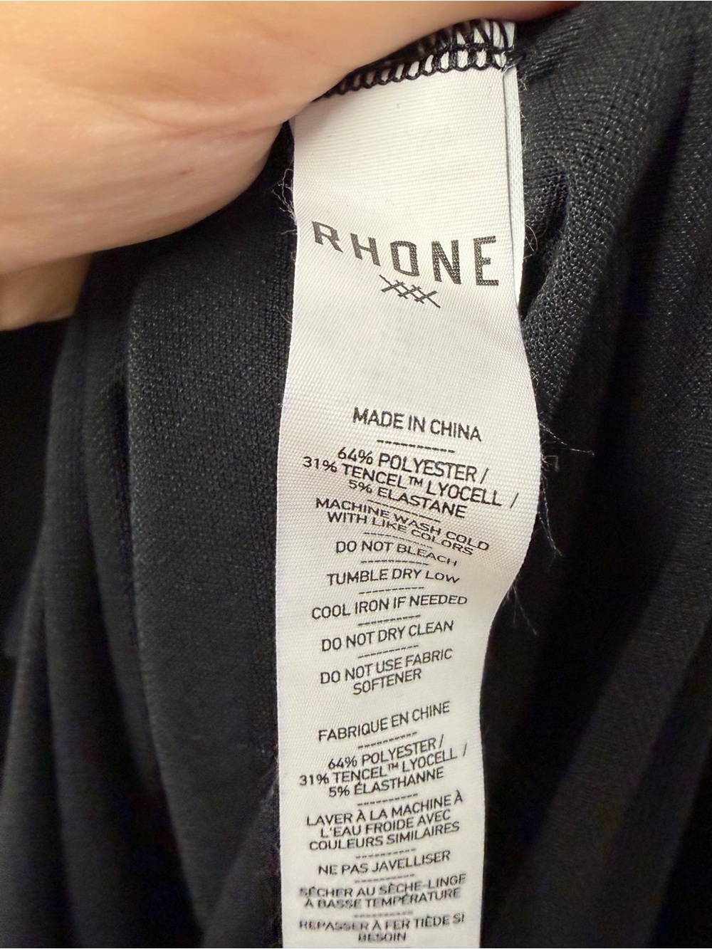 Rhone Delta Piqué Performance Henley Black Size XL - Picture 4 of 6